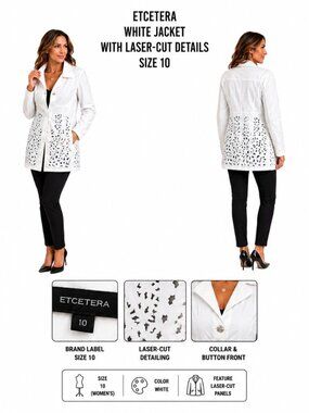 Etcetera White Jacket With Transparent Details Size 10